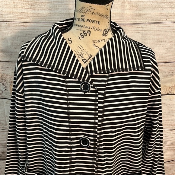 Elliott Lauren Get In Line Knit Jacket Raw Edge Seaming Size XS Black/White - Picture 4 of 13